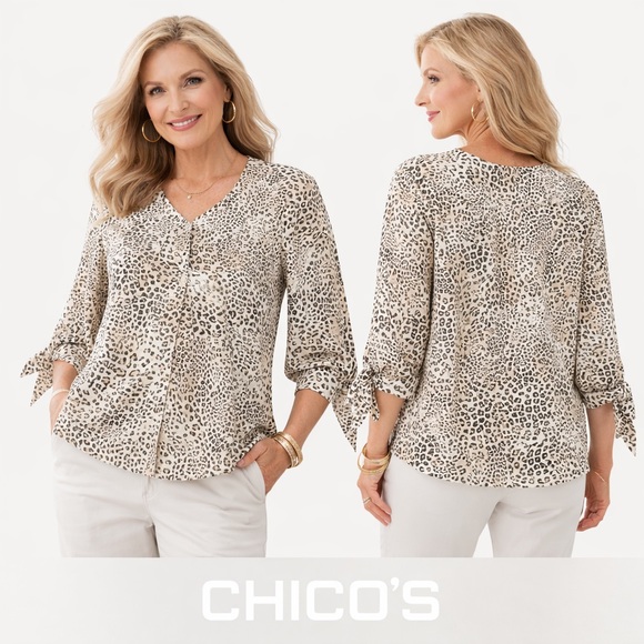 Chico's Tops - Chicos Leopard Print Button Front Blouse women’s Size 0 US 4/6) neutral new chic